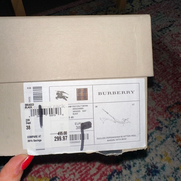 Black Leather Burberry Kitten Heels with Bow Size 38 - Picture 6 of 6